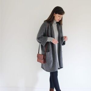 Bare Knitwear Baby Alpaca Coat cardigan in Charcoal Lauren Manoogian OS